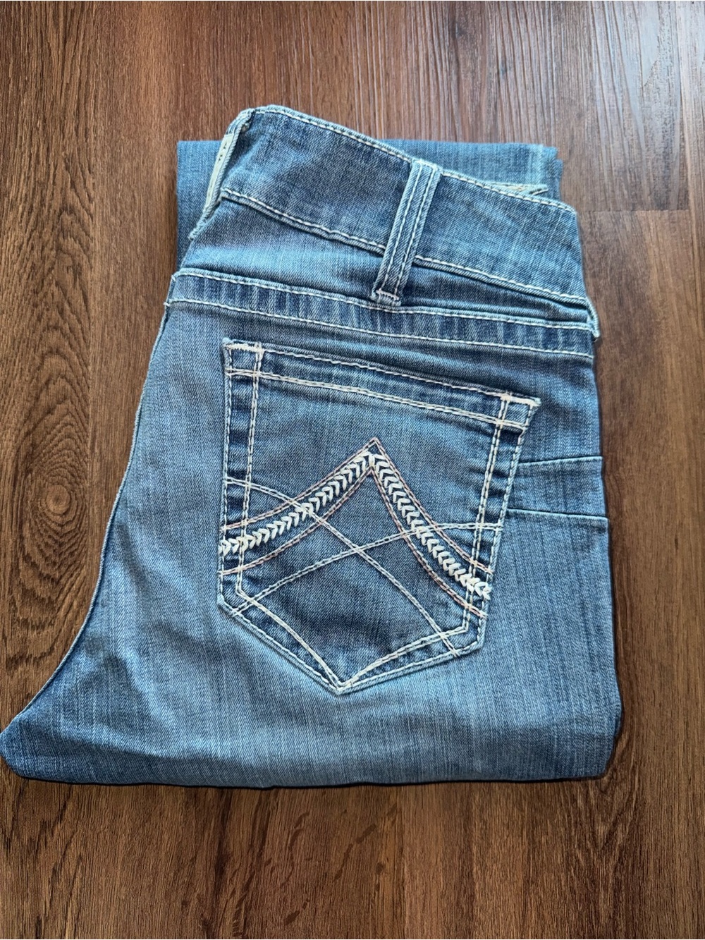 Ariat Women's Medium Blue Straight Leg Jeans with White Stitching